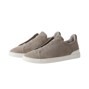 Zegna Suede Triple Stitch Sneakers - Grey Mélange - 2