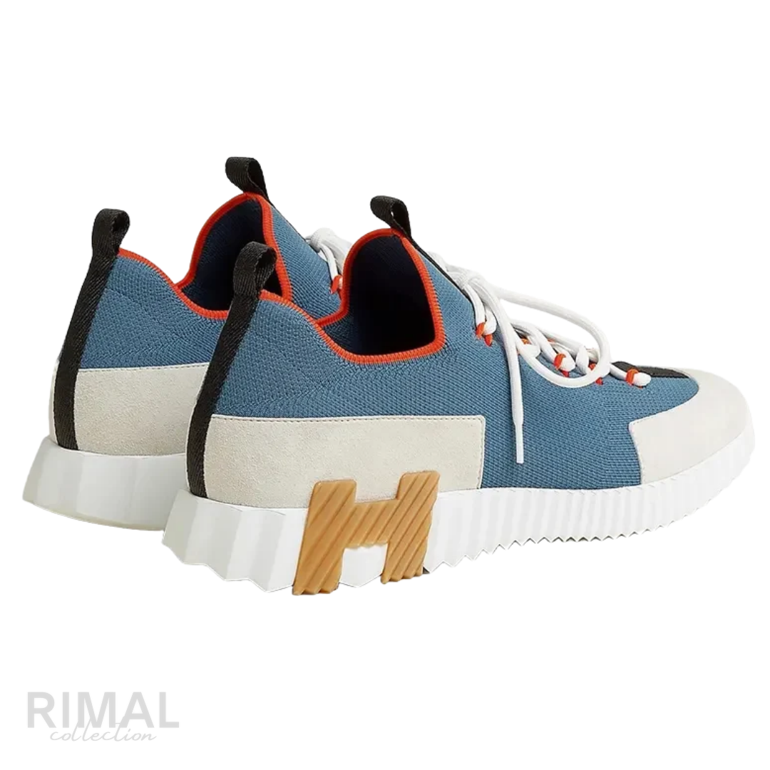 HERMÈS Lift Slip-On Sneakers - Multicolor Bleu Turquin Knit & Suede