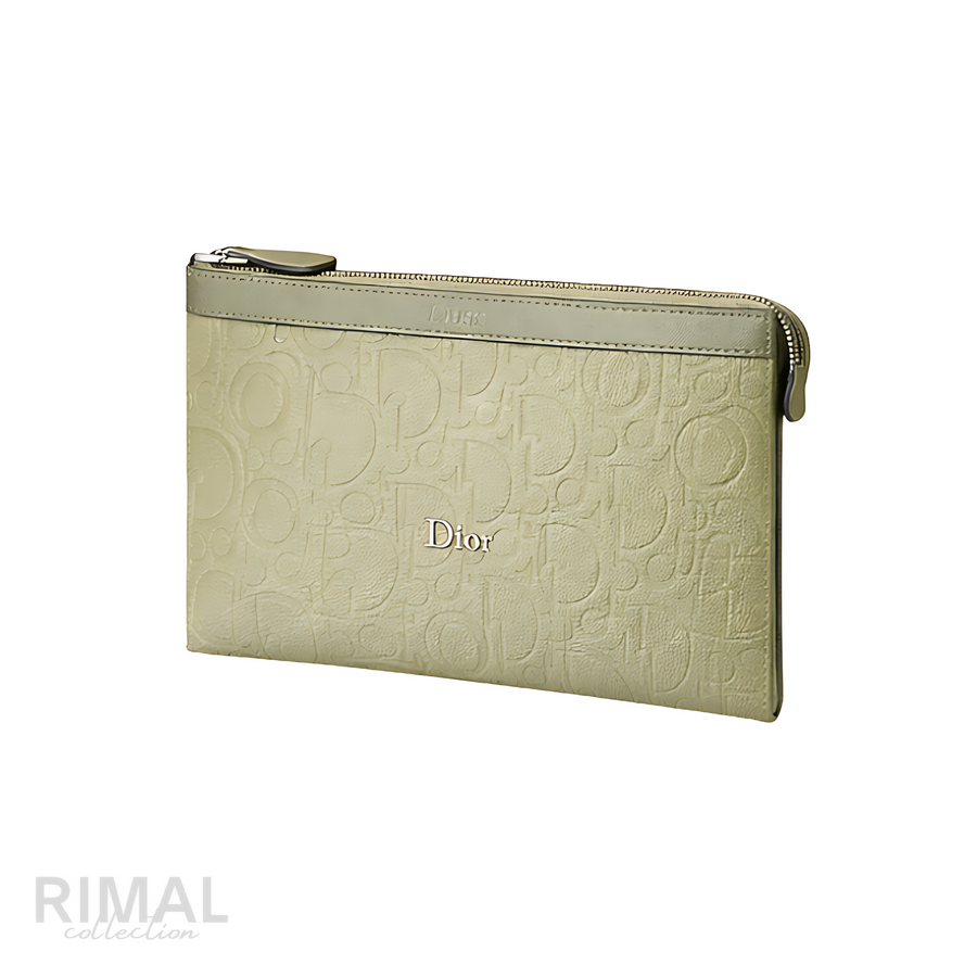 Dior A5 Triangle Khaki Gravity Leather Wallet