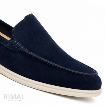 Loro Piana Summer Walk Suede Loafers – Navy Blue - View 2