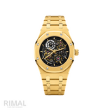 Audemars Piguet Watch | Royal Oak Double Balance Black Dial Wheel Skeleton Gold