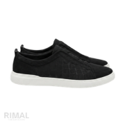 Zegna Triple Stitch Alligator-Pattern Slip-On Sneakers – Black - View 4