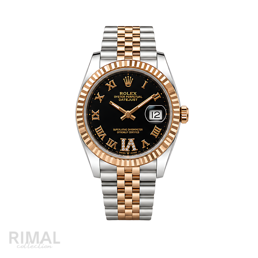 Rolex Watch | Datejust Black Diamond Dial Silver