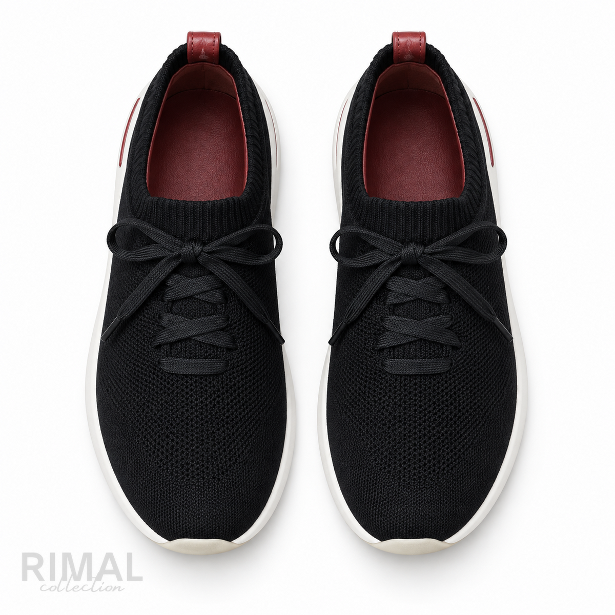 Men’s Black Knit Lace-Up Sneakers - View 4