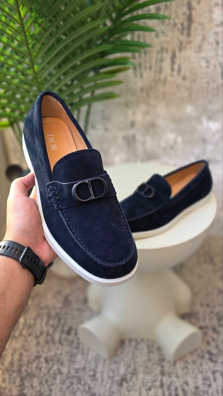 Dior | Men's Blue Homme Granville Slip-On Loafers - View 4
