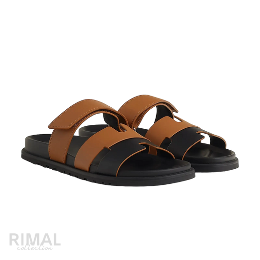 Hermès Chypre Sandals – Noir/Naturel - View 1