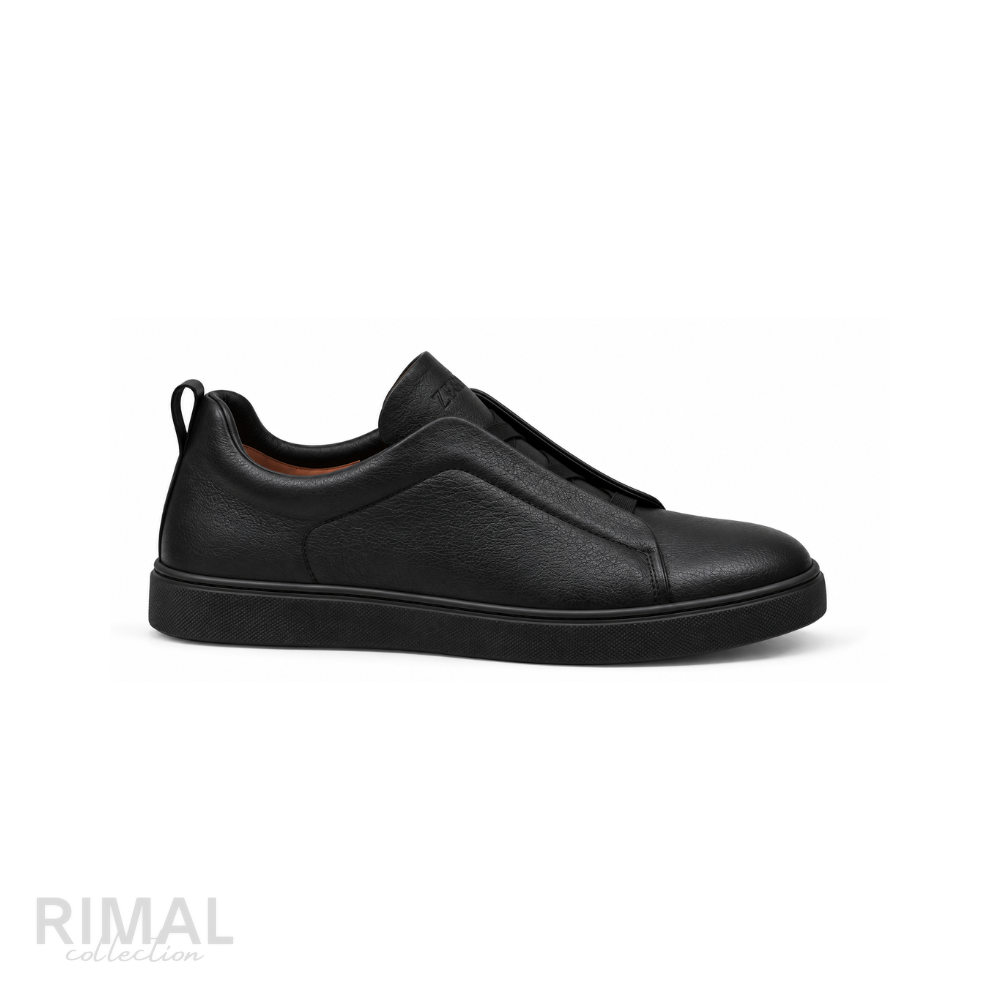 Zegna Triple Stitch Sneakers – Full Black - View 3