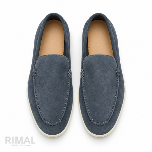 Loro Piana Summer Walk Suede Loafers – Storm Blue - View 1