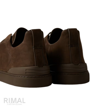 Zegna Triple Stitch Sneaker – Dark Brown SECONDSKIN Leather – View 2