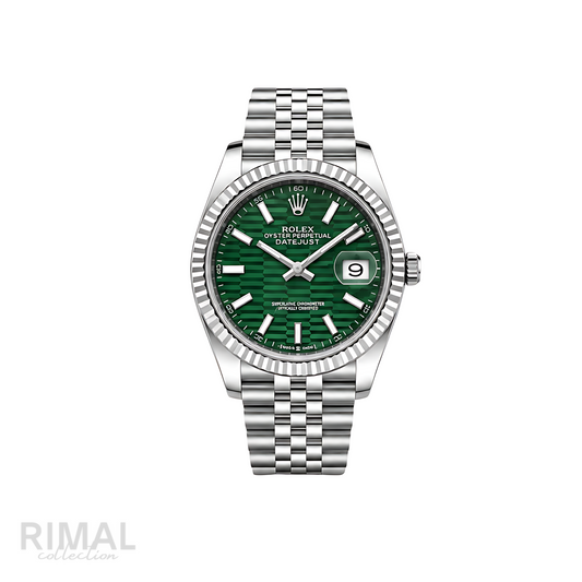 Rolex Datejust Mint Green Waffle Dial Silver Watch - image 1