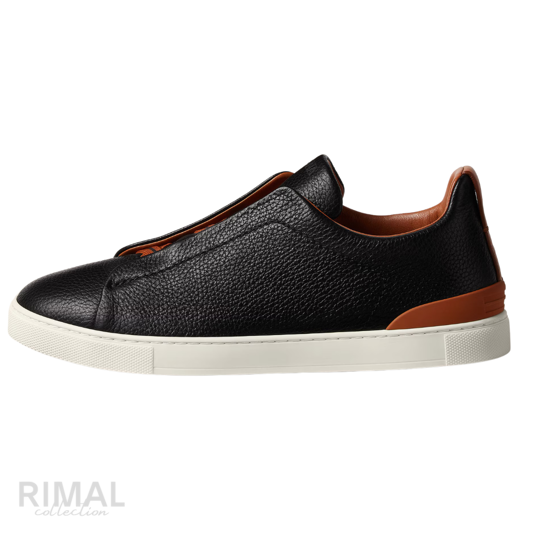 Zegna Triple Stitch Sneaker – Black Deerskin – View 2