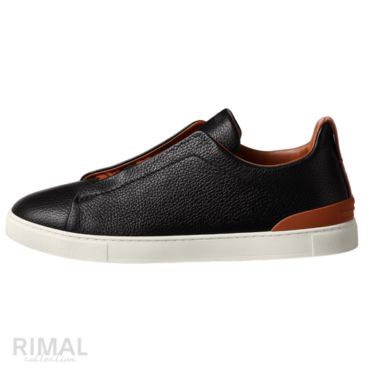 Zegna Triple Stitch Sneaker – Black Deerskin – View 2