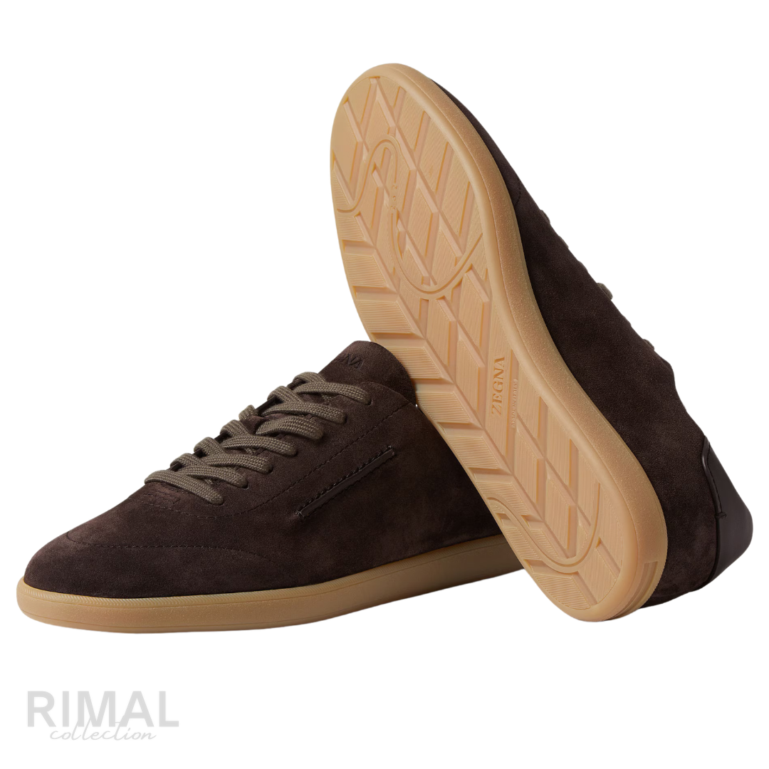 Zegna 232 Suede Sneaker – Dark Brown Suede – View 4