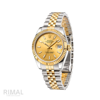 Rolex Datejust Golden Dial Fluted Bezel Watch