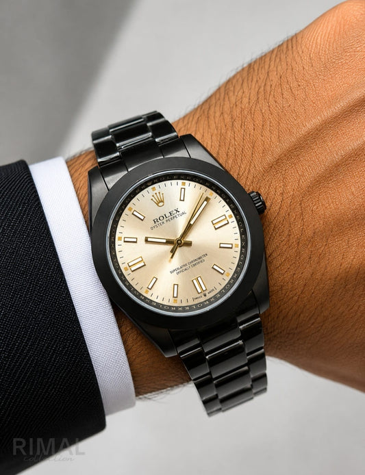 Rolex | Custom Oyster Perpetual Mecca Kaaba Door Calligraphy Watch – Matte Black Iridescent Purple – Product Image 1