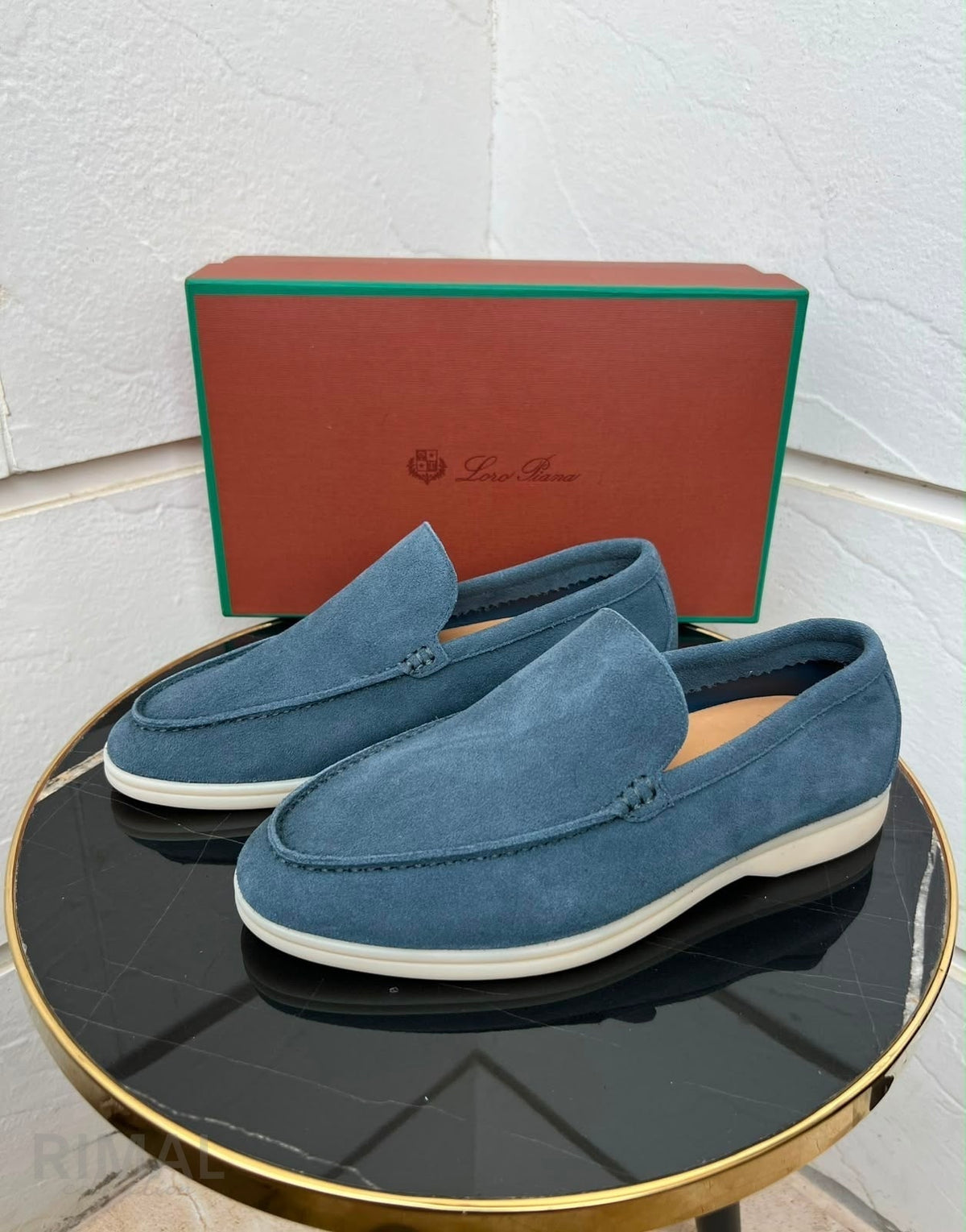 Loro Piana Summer Walk Suede Loafers – Blue - View 4