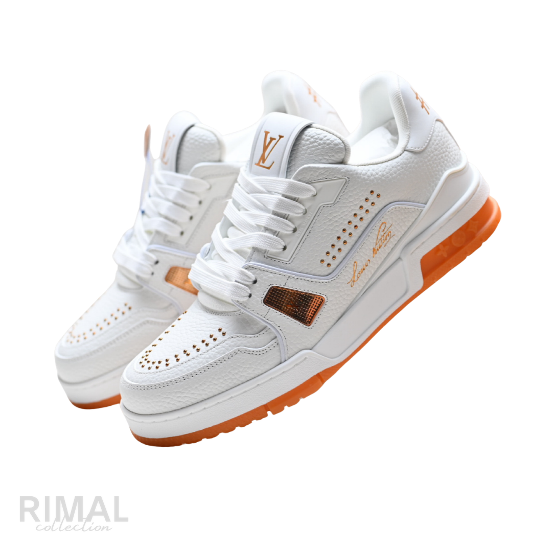 Louis Vuitton LV Trainer Sneaker – White & Orange - View 2