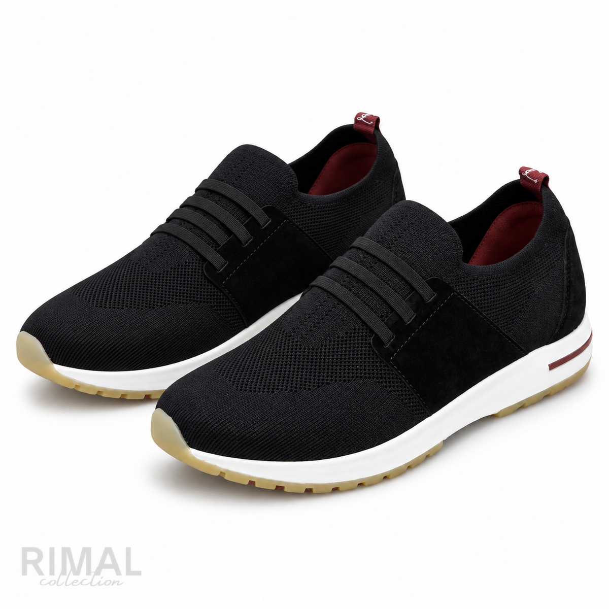 Men’s Black Knit Elastic-Strap Sneakers - View 5