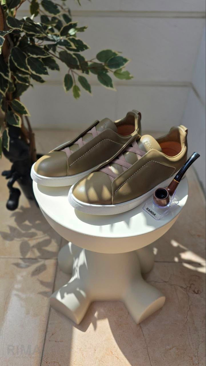 Zegna Triple Stitch Sneakers – Olive Green - View 5