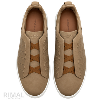 Zegna Footwear | Triple Stitch Croc Brown