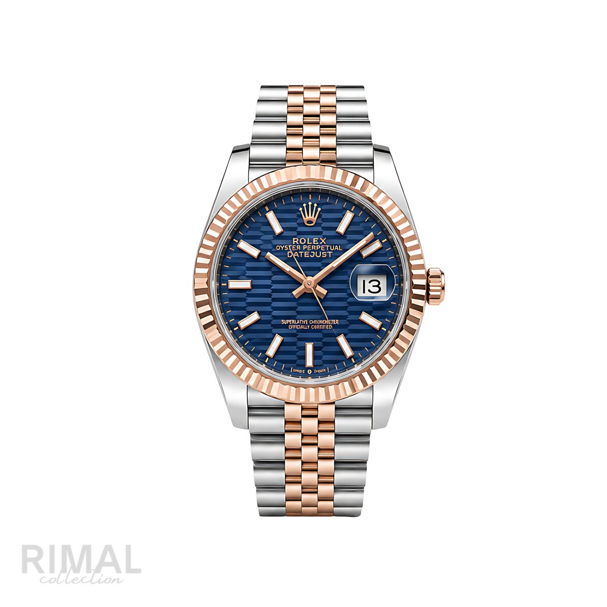 Rolex Datejust Blue Waffle Dial Two Tone Rose Gold Watch - image 1