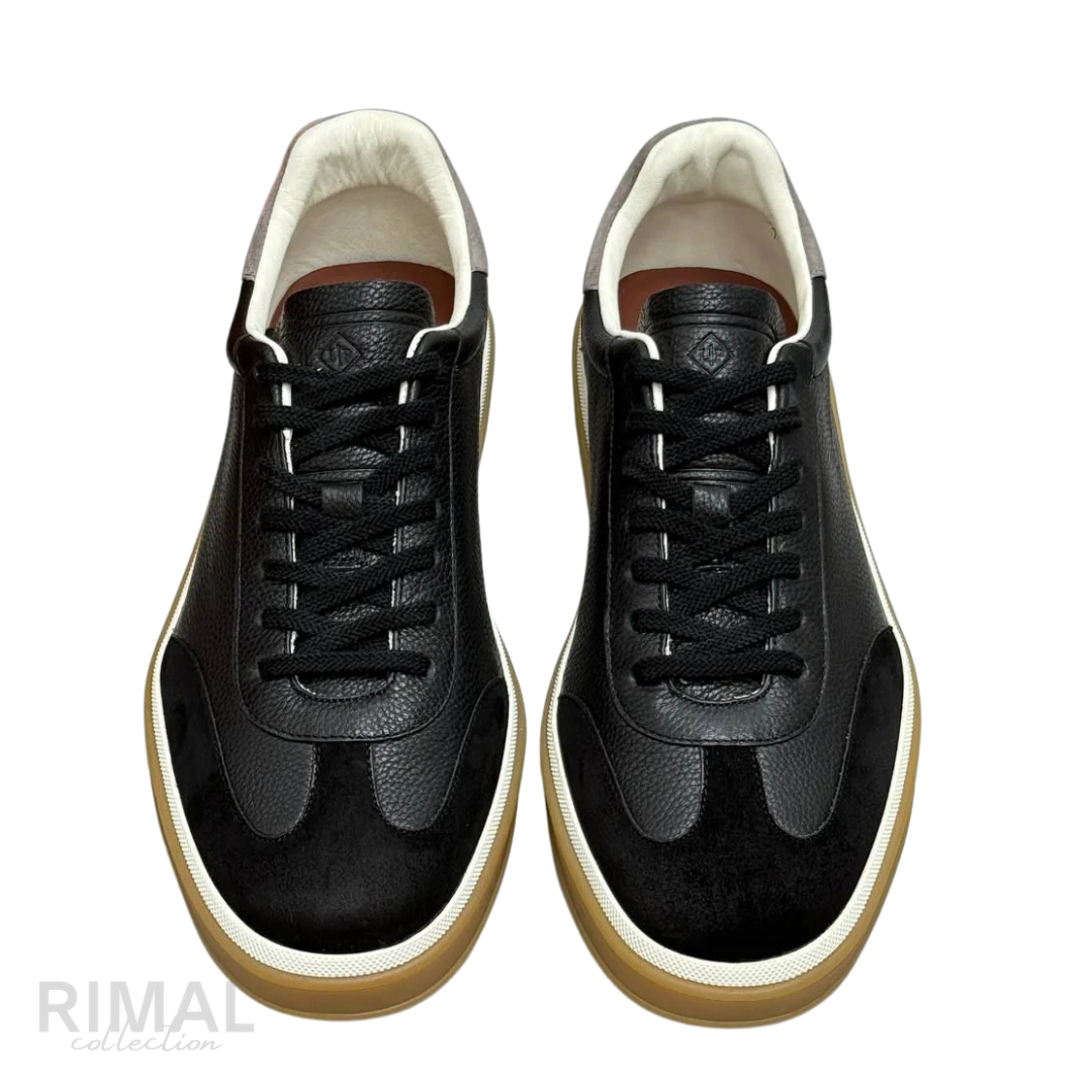 Loro Piana Tennis Walk Suede & Leather Sneakers – Black - View 3