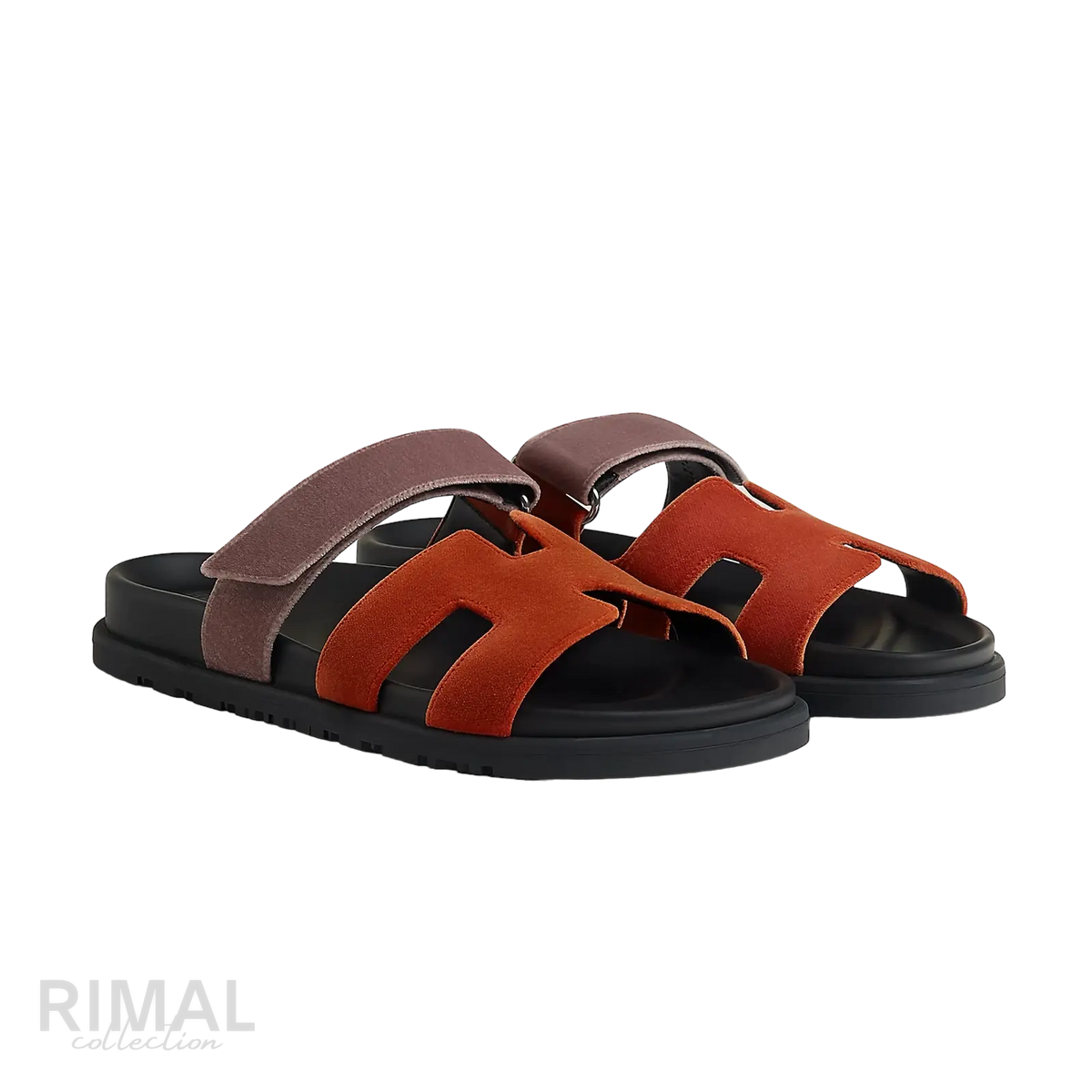 Hermès Chypre Sandals – Orange Canyon / Bruyère - View 1
