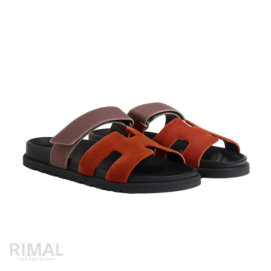 Hermès Chypre Sandals – Orange Canyon / Bruyère - View 1
