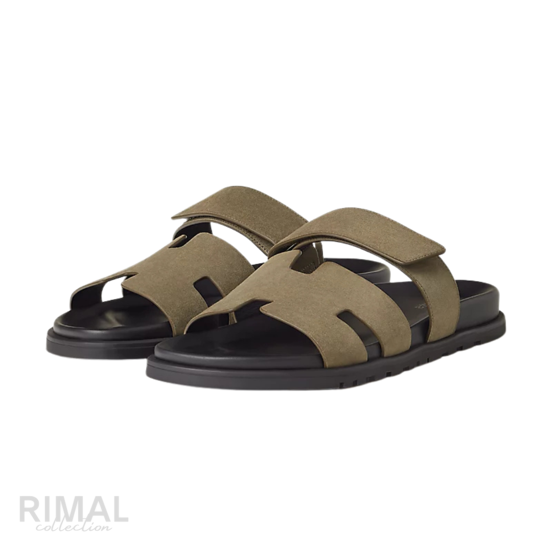 Hermès | Chypre Sandals Vert Toundra - View 3