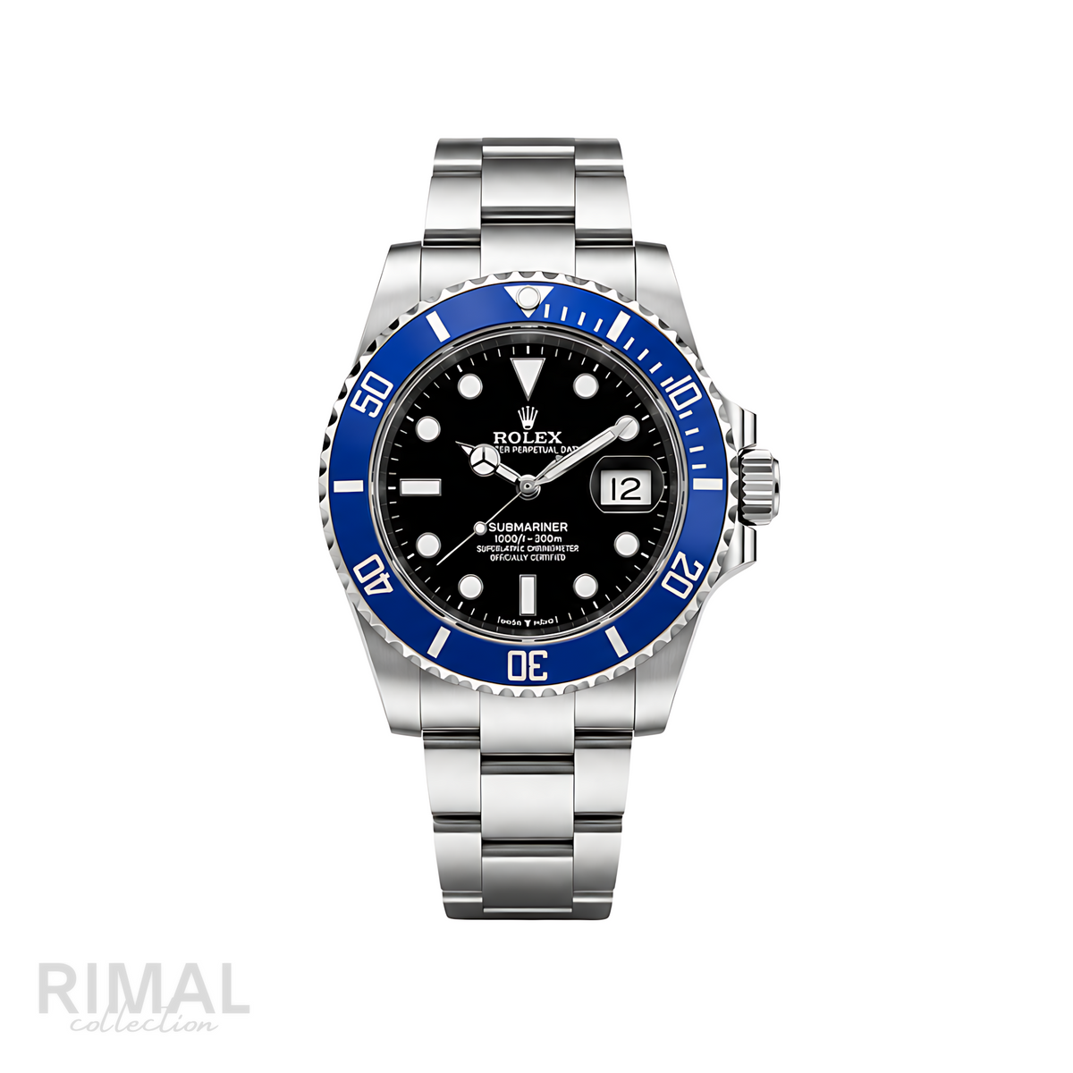 Rolex Submariner Date Black Dial Blue Bezel Silver Watch - image 1