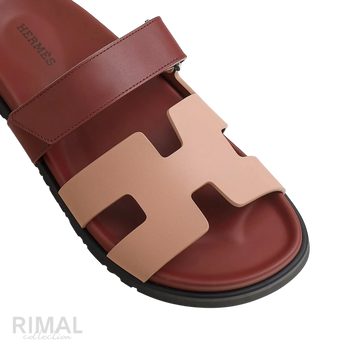 Hermès Chypre Sandals – Beige Perlino / Rouge H - View 2