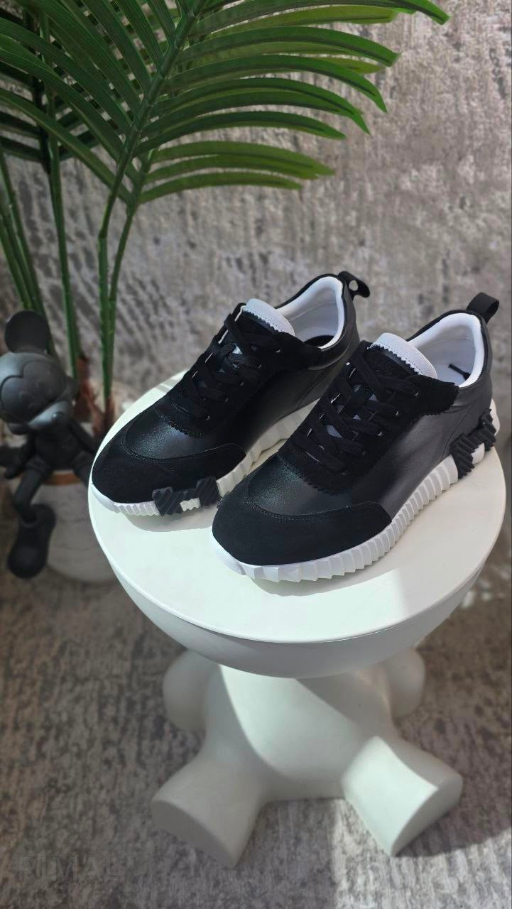 Hermès Bouncing Sneaker – Black Leather & Suede – View 10