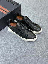 Zegna Footwear | Triple Stitch Crocodile Black