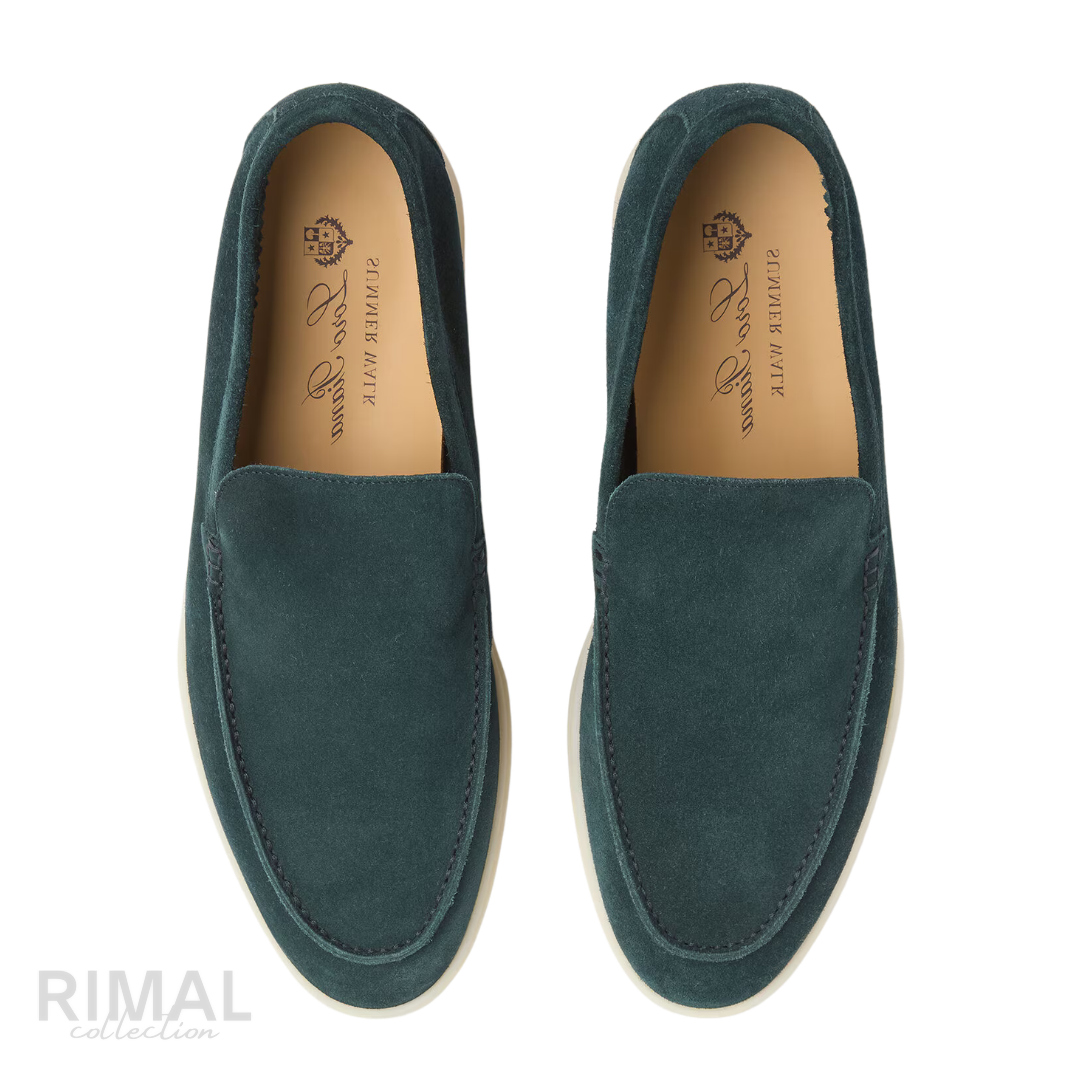 Loro Piana Summer Walk Suede Loafers – Dark Green - View 2