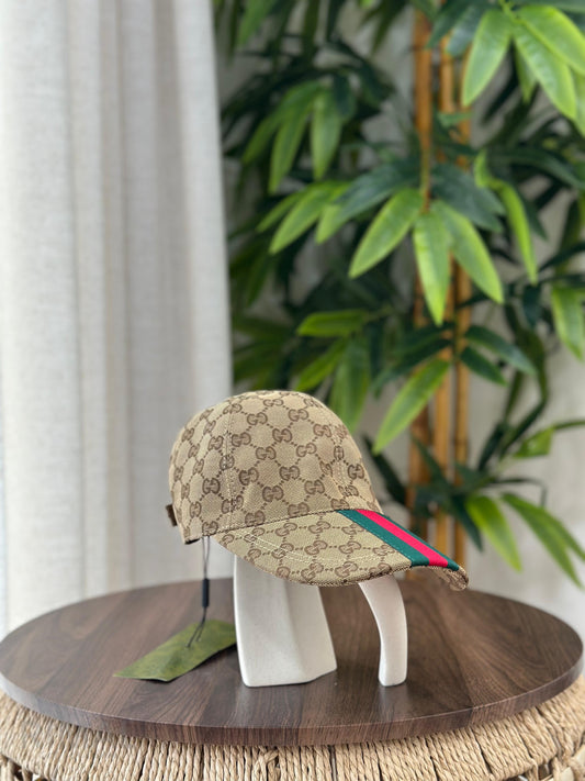 Gucci | GG Canvas Script Logo Baseball Cap – Beige / Blue – Product Image 1