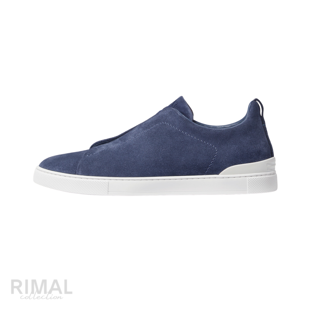 Zegna | Utility Blue Suede Triple Stitch Sneakers - View 1