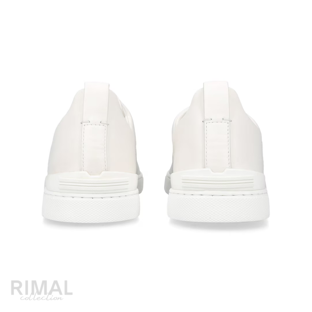 Zegna Triple Stitch Sneaker – White Crocodile Leather – View 2