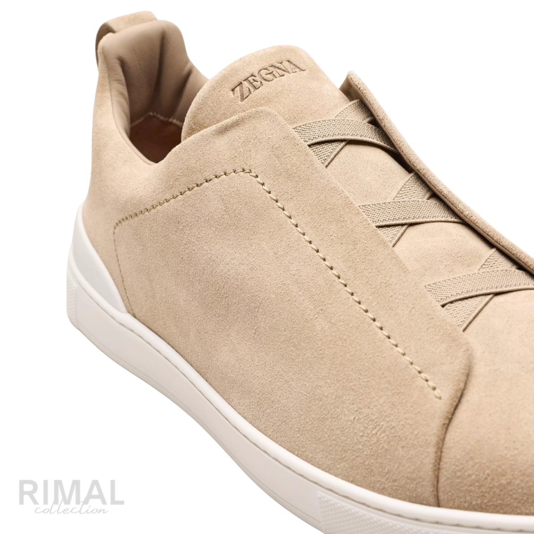 ZEGNA Triple Stitch Suede Sneakers tan suede