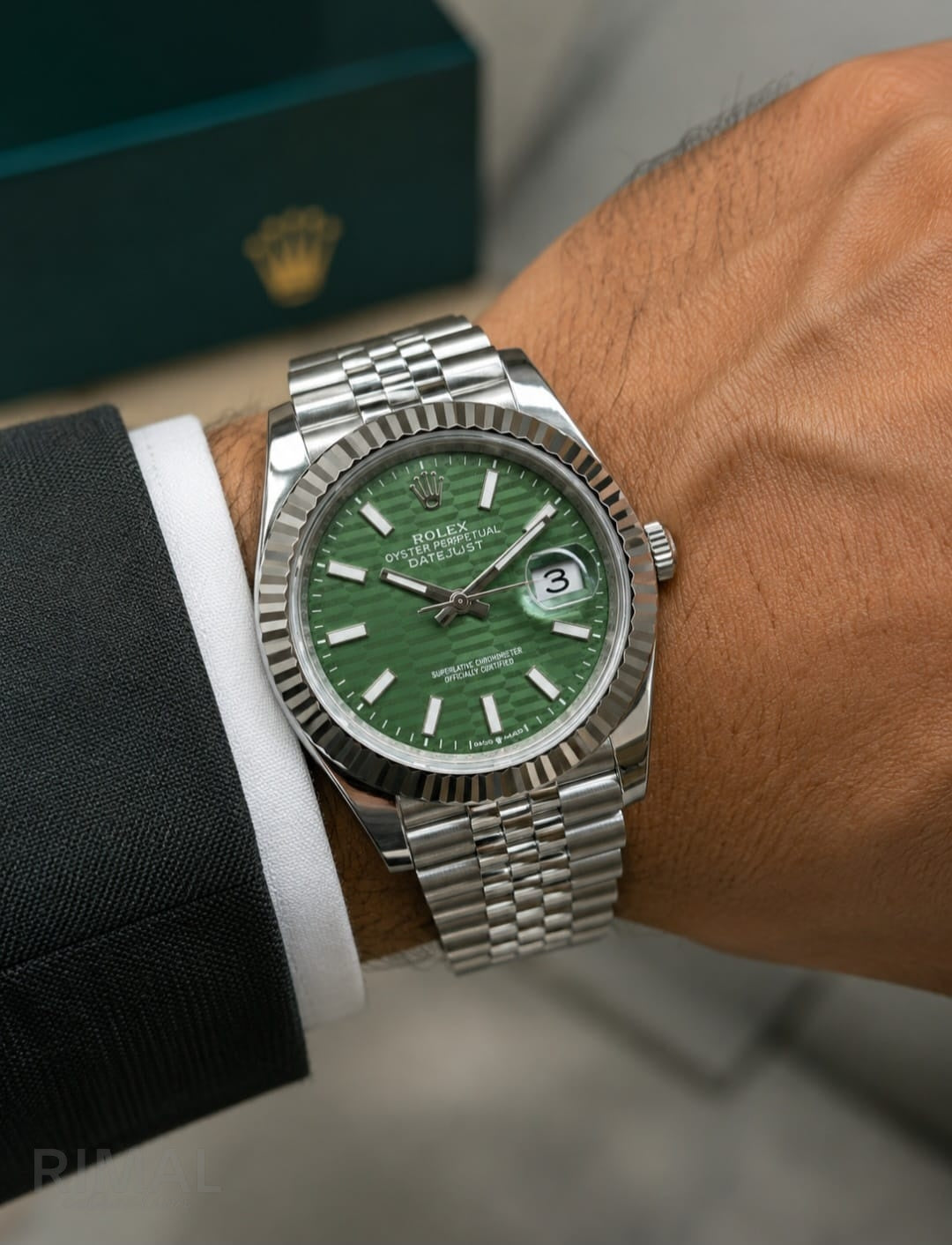 Rolex | Datejust 41 Two-Tone Everose Oystersteel Fluted Watch – Gold / Blue – Product Image 1