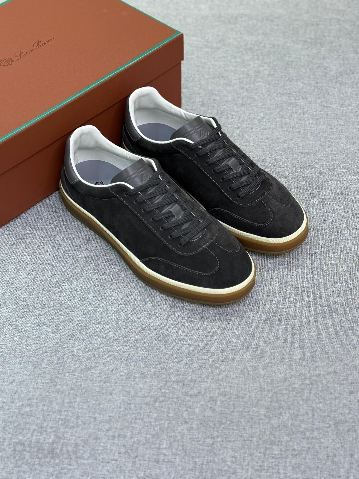 Loro Piana Tennis Walk Suede Sneakers – Dark Grey - View 3