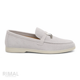 Loro Piana Summer Walk Suede Loafers – Light Grey