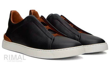 Zegna Triple Stitch Black & Brown Sneaker | Men
