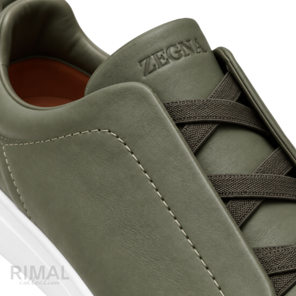 Zegna Triple Stitch Sneakers – Foliage Green - View 4