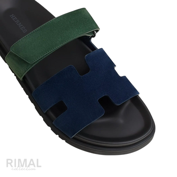 Hermès Chypre Sandals – Bleu Océan / Vert Bouteille - View 2
