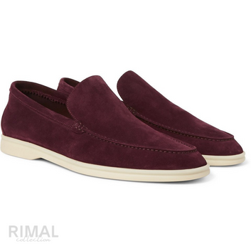 Loro Piana Summer Walk Suede Loafers – Maroon - View 2