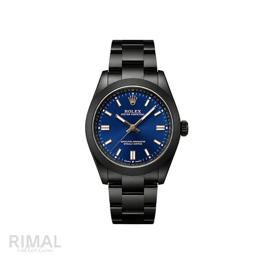 Rolex Oyster Perpetual Blue Dial Matte Black Watch - image 1