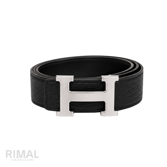 Hermes Black Silver Logo Belt - image 1
