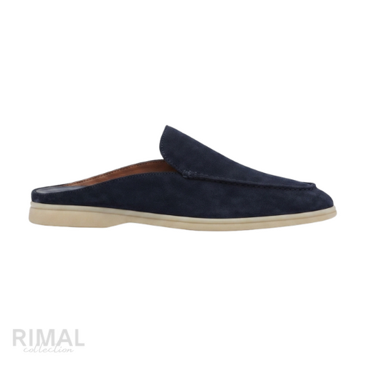 Loro Piana Babouche Walk Suede Slippers – Navy Blue - View 3