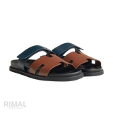 Hermès Chypre Sandals – Gold / Bleu Céleste