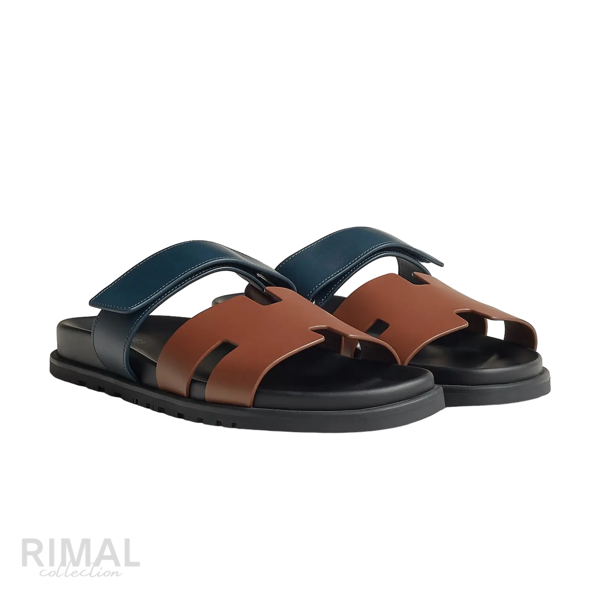 Hermès Chypre Sandals – Gold / Bleu Céleste - View 1